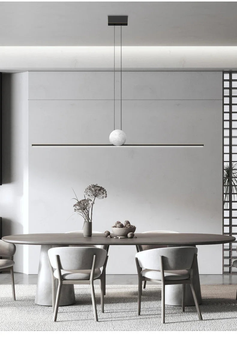 Italian Minimalist Restaurant Chandelier, Modern Light Luxury Exhibition Hall, Island Bar Counter, Straight Strip Lighting Fixtu