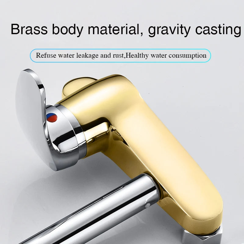 BAKALA Black Brass Chrome Taps For Kitchen Sink Kitchen Tap Chrome Dual Hole Wall Kitchen Mixer Kitchen Faucet Torneira Cozinha