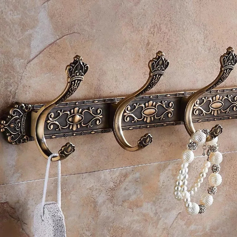 Antique Carved Towel Hanger Clothes Hat Hook Row Vintage Robe Hook Bathroom Robe Hook Bath Hardware Set Kitchen Hanger