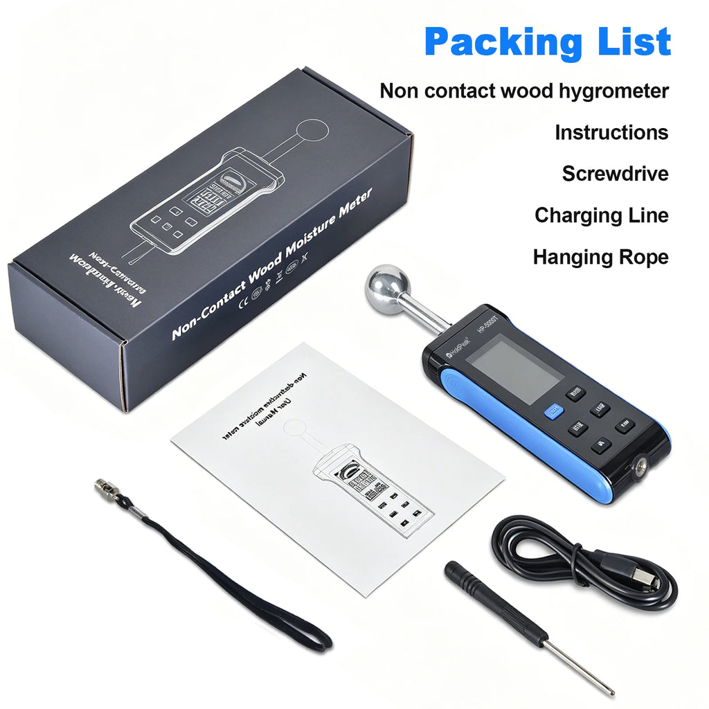Wood Moisture Meter - Pinless Moisture Detector Measur Depth 20-40mm Non-Destructive Moisture Tester with Masonry
