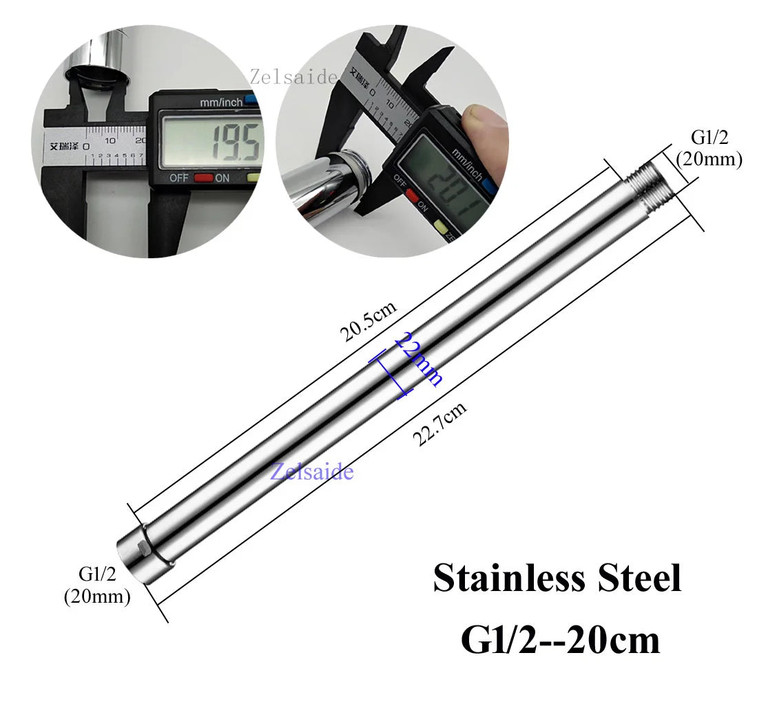 10/20/30/40/50/60/70cm brass/stainless steel shower extension rod, shower lengthen pipe