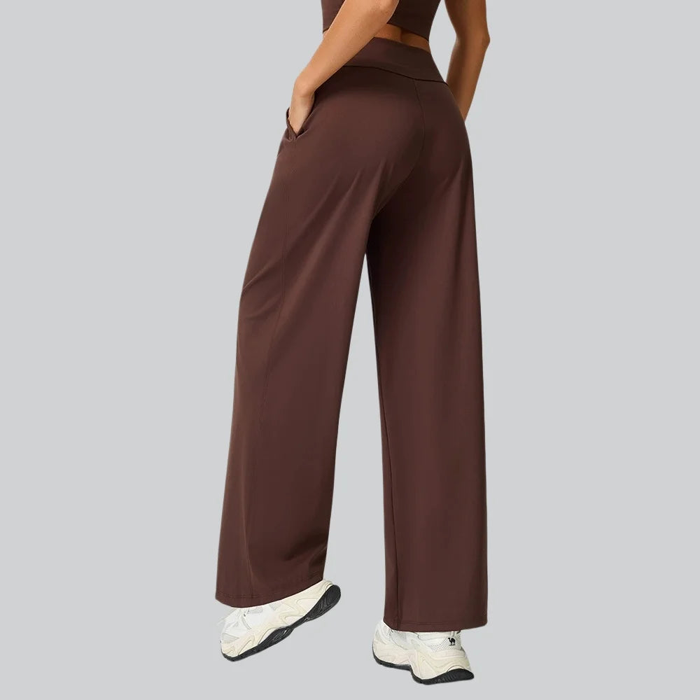High Waist Yoga Pants Straight Leg Bottoms Women Gym Leggings Naked Feel Pilates Running Fitness Workout Sports Trousers