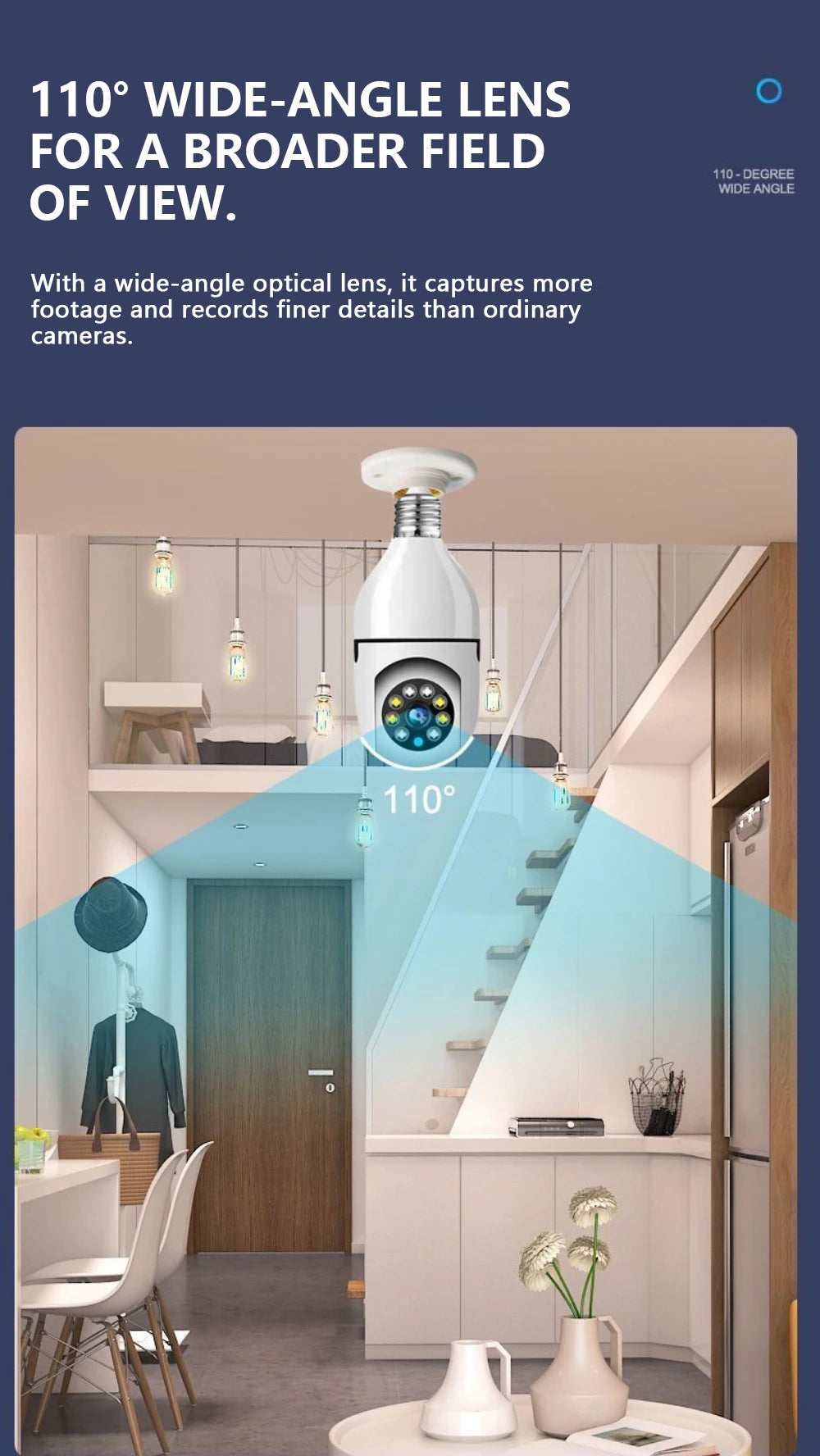 Smart Wireless Security Camera 2.4GHz WiFi, Plug & Play No Installation, Indoor Outdoor, Pet Monitoring for Home Travel Rental,
