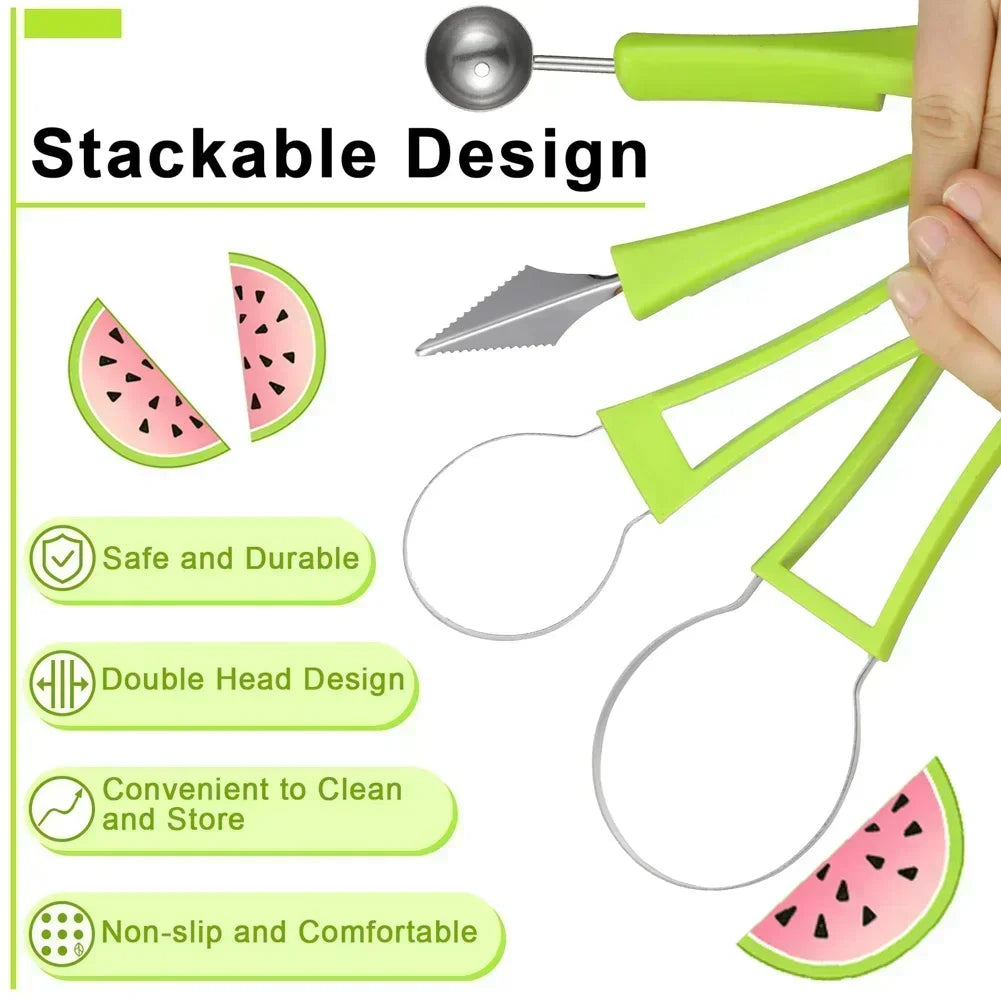 4 in 1 Melon Cutter Scoop Fruit Carving Knife Fruit Cutter Dig Pulp Separator Kitchen Gadgets Acces