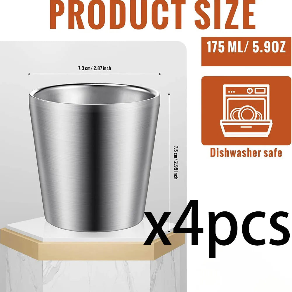 Stainless Steel Cups Double Wall Tumbler Glasses Stackable Glasses Metal Drinking Cups Insulated Drinking Glasses Reusable