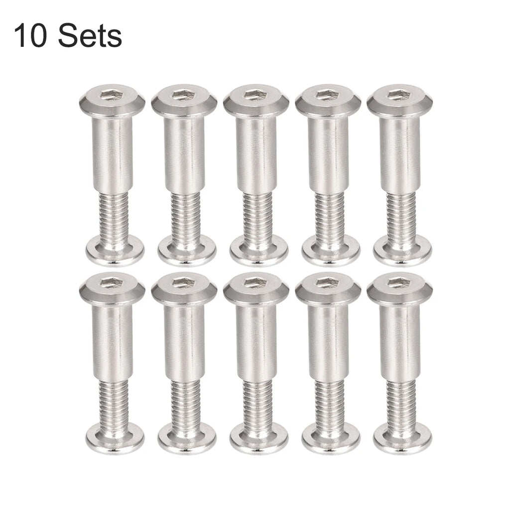 Uxcell 10 Sets M6 Screw Post Fit for 5/16"(8mm) Hole Dia 16mm-50mm Leather Fastener kitchen Furniture Cabinet Connectors Free