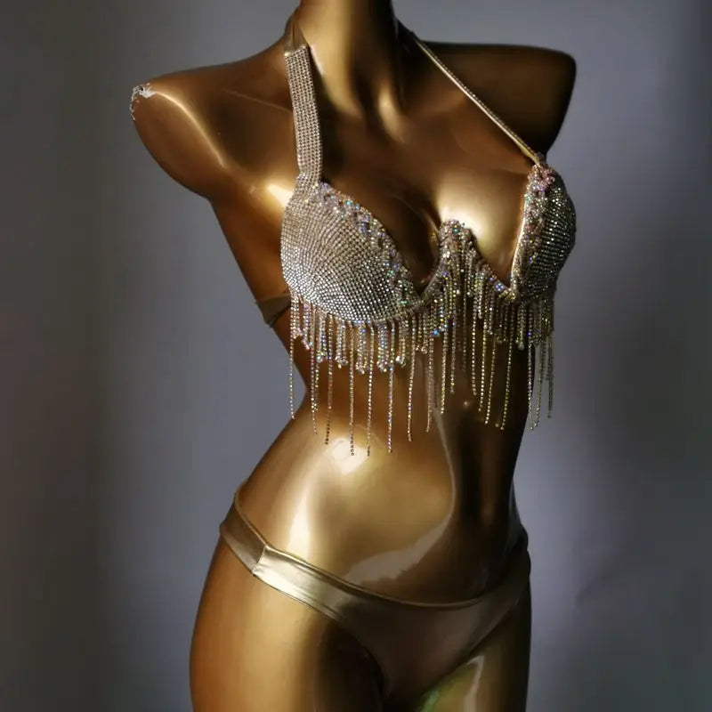 2023 newest crystal bikini swimwear fashion bar bikini blingbling swimwear bikini popular bathingsuit bikini