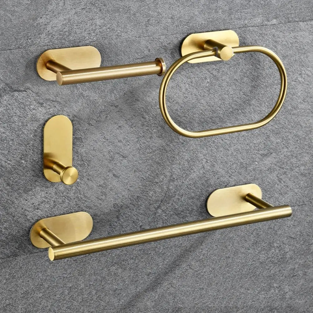 4/5Pcs Stainless Steel Bathroom Hardware Set Anticorrosion Wall Mount Bathroom Towels Rack No Punching Rustproof Towel Bar