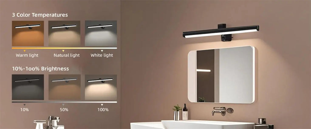 Bathroom Vanity Light Led Wall Lamp Aluminum 45cm Indoor Modern Black Wall Sconces Mirror Wall Light Painting Picture Light
