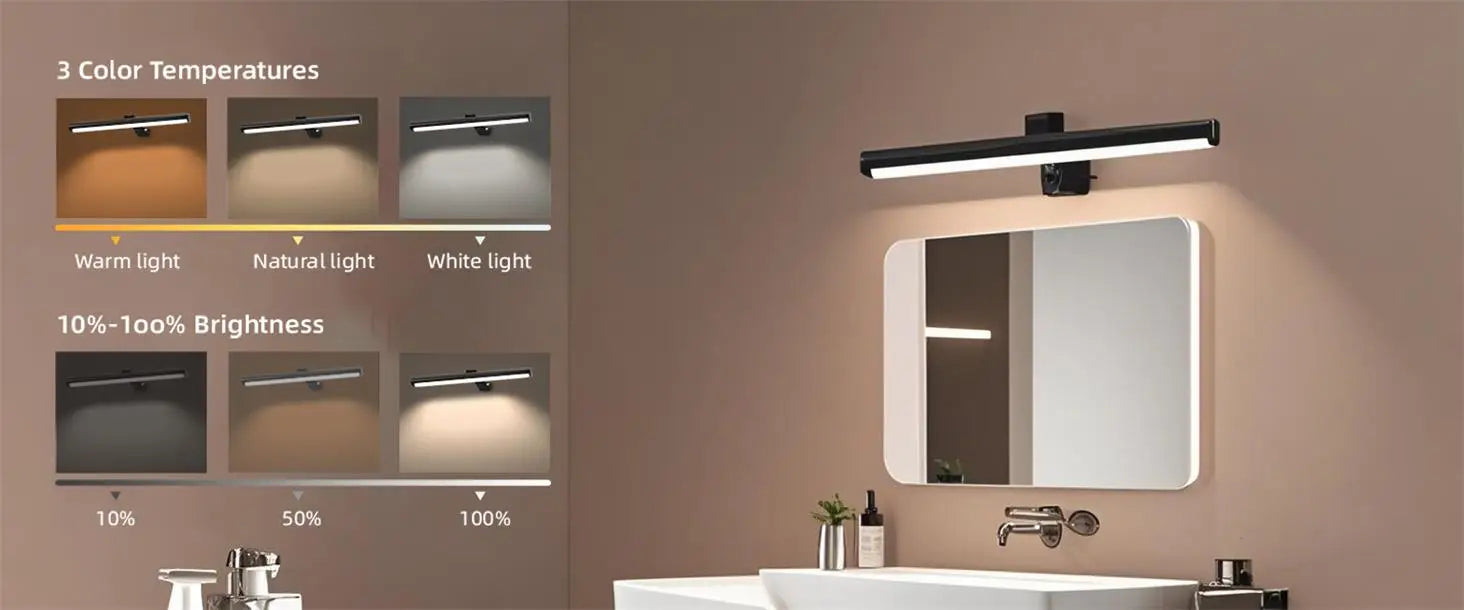 Bathroom Vanity Light Led Wall Lamp Aluminum 45cm Indoor Modern Black Wall Sconces Mirror Wall Light Painting Picture Light