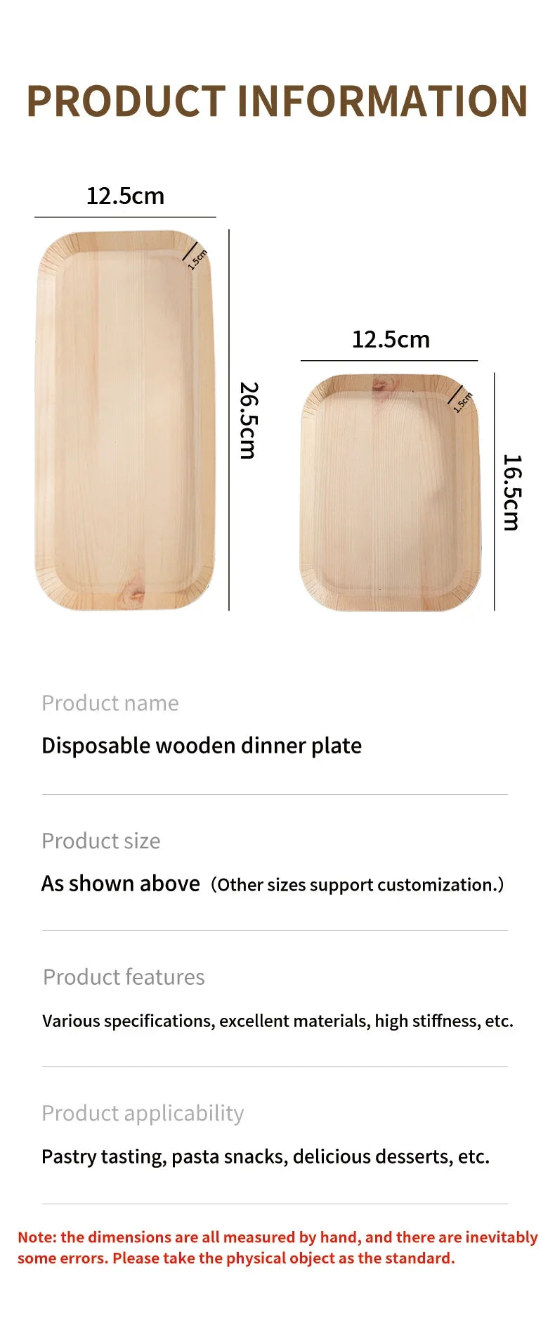 10 PCS Disposable Desserts Plates Wood Grain Tray Vegetable Dessert Plates Kitchen Dishes Ideal For Parties, Families, Outdoors