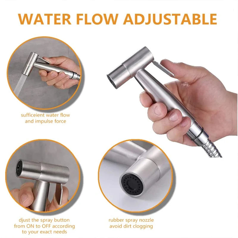 Black Toilet Bidet Faucet Handheld Sprayer Stainless Steel Bathroom Hand Bidet Sprayer Set Hose Toilet Self Cleaning Shower Head