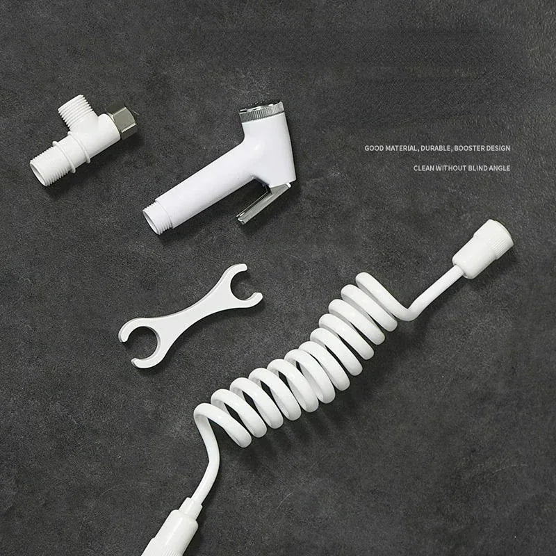ABS Portable Bidet Sprayer Set Handheld Toilet Bidet Retractable Spring Hose Adapter Free Mounting Bracket Switch Cleaning Tool