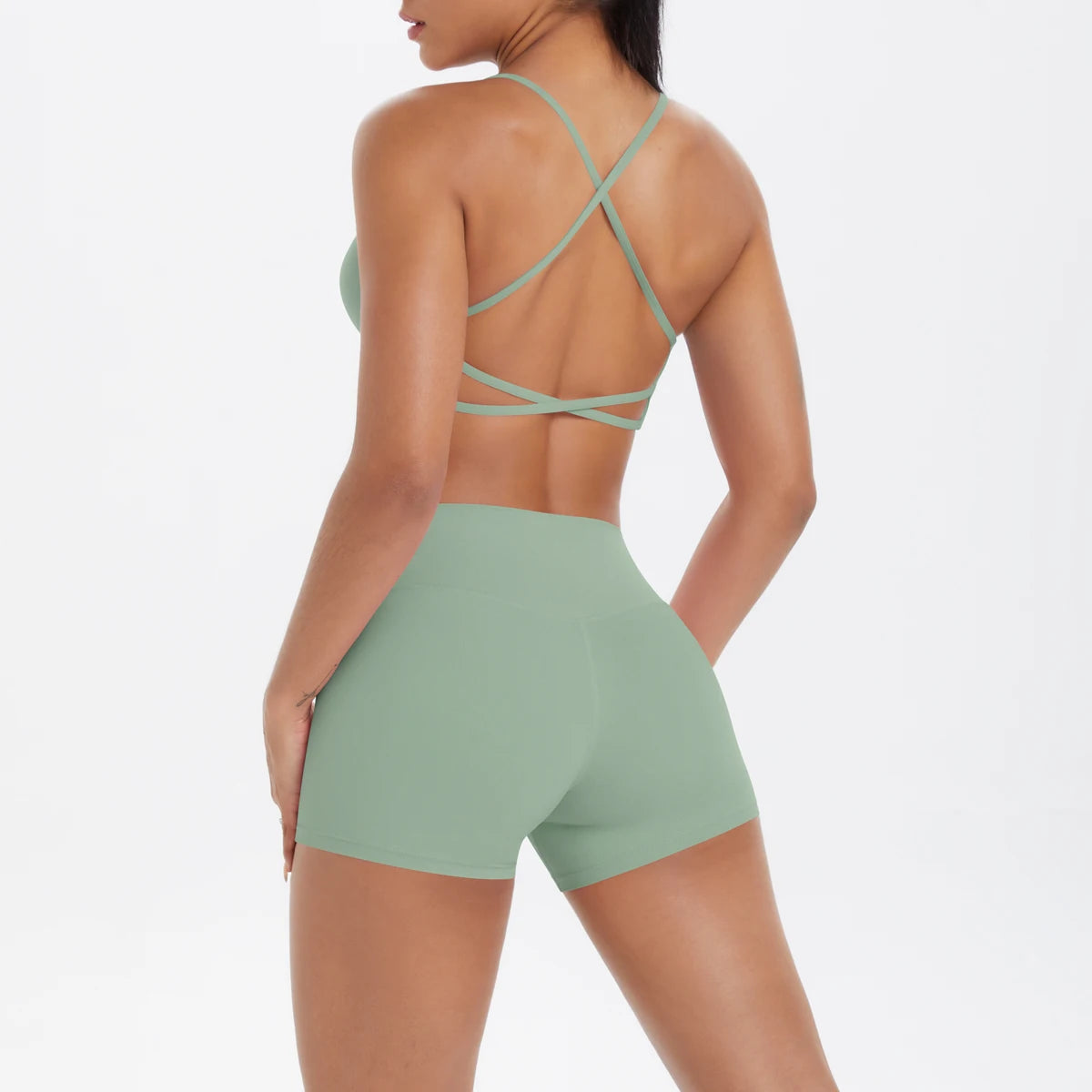 New Cross Backless Yoga Bra And Fitness Shorts Gym Yoga Set Woman’s Summer Running Sports Quick-Dry Women Gym Clothing Yoga Suit