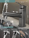 Pull Out Bathroom Faucet Hot and Cold Water Mixer Basin Sink Three Mode Water Outlet Faucet Washbasin Tap