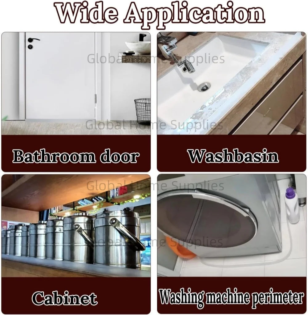 Shower Threshold Water Guard Dam Bottom Seal for Bathroom Glass Shower Door Strip Dry and Wet Separation Caulk Seal Edge Tape
