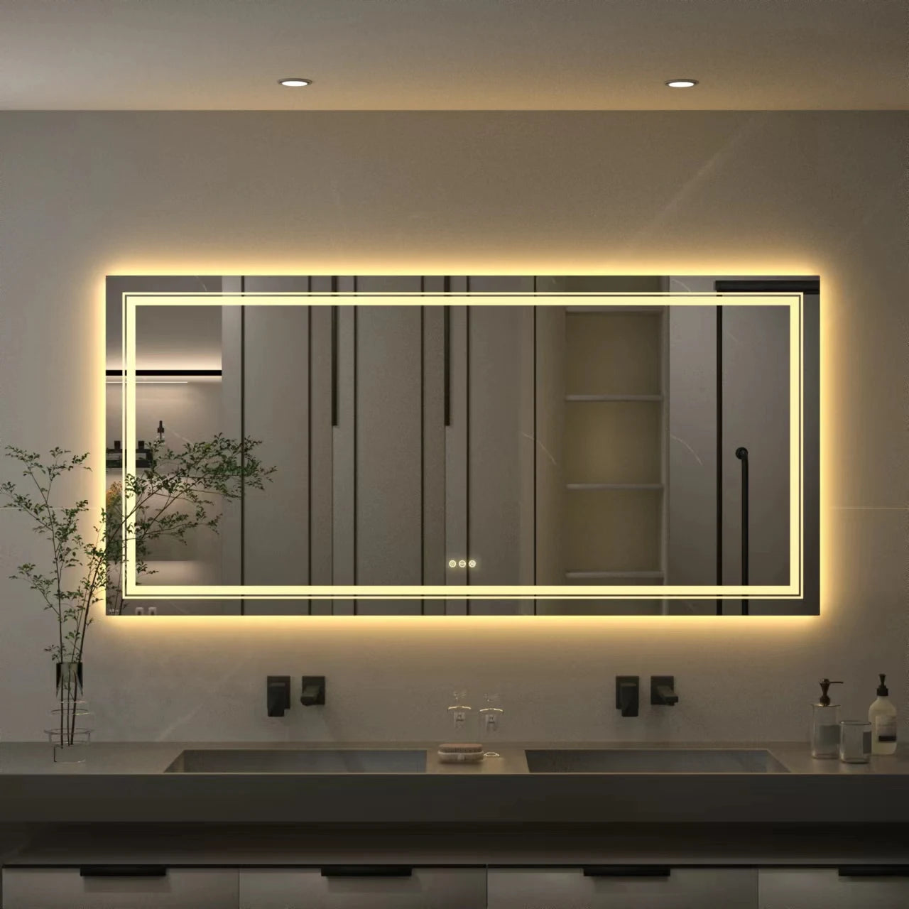LUVODI 180cm Extra Large Wall Mounted Vanity Dressing Mirror Anti-Fog Dimmable Backlit with 3 Lighting Settings for Makeup And Shaving Horizontal/Vertical