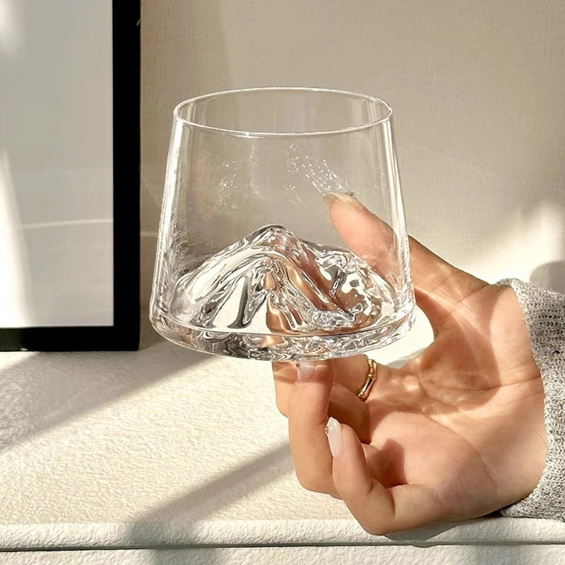 Transparent Whiskey Glasses Mountain Crystal Glass Drinking Glasses for Drinking Bourbon, Cognac, Scotch, Cocktails 125-380ml
