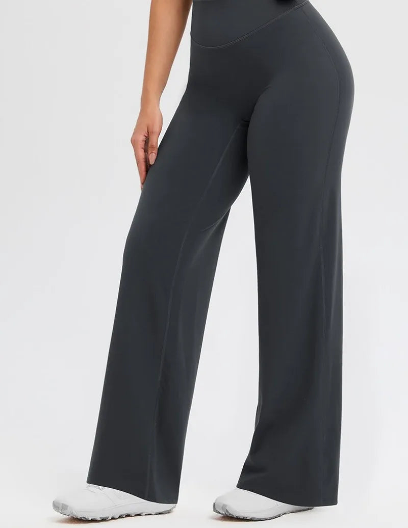 2026 C-B Women High Waist V Back Scrunch Straight Leg Yoga Pants Naked Feel Tummy Control Stretch Gym Pilates Sports Trousers