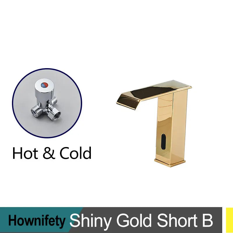 Hownifety Hot Cold Smart Sensor Bathroom Basin Faucet Deck Mount Waterfall Outlet Mixer Crane Tap Automatic Sense Touchless