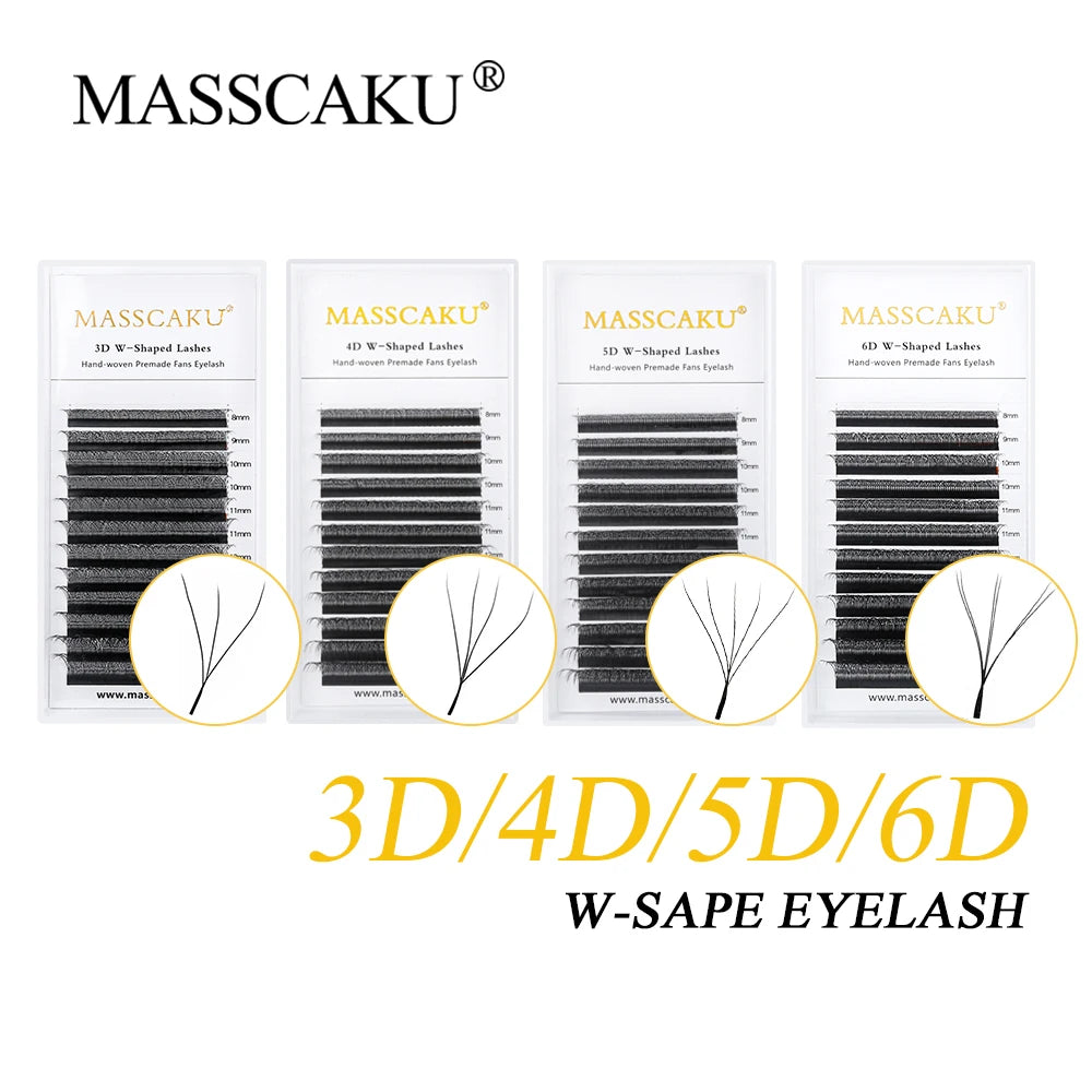 MASSCAKU 3D 6D 8D W Shape Lashes Global Wholesale Eyelash Clusters Easy Fan Volume Wispy Fake Lash Premium Dense Cilia Supplier