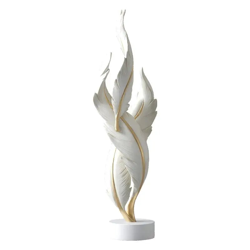 Modern Light Luxury Feather Resin Ornaments Home Living Room Wine Cabinet Figurines Decoration Store Hotel Pub Furnishing Crafts