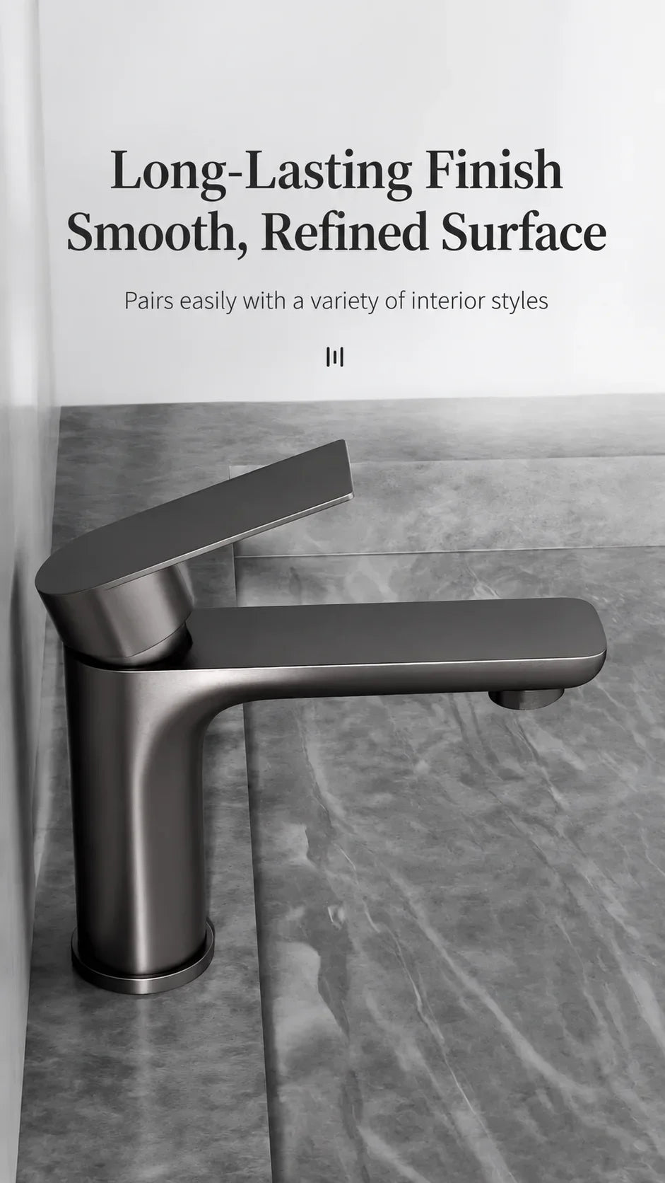 Bathroom Sink Faucet Stainless Steel Hot Cold Mixer Tap Single Handle Matte Black Silver Basin Tap