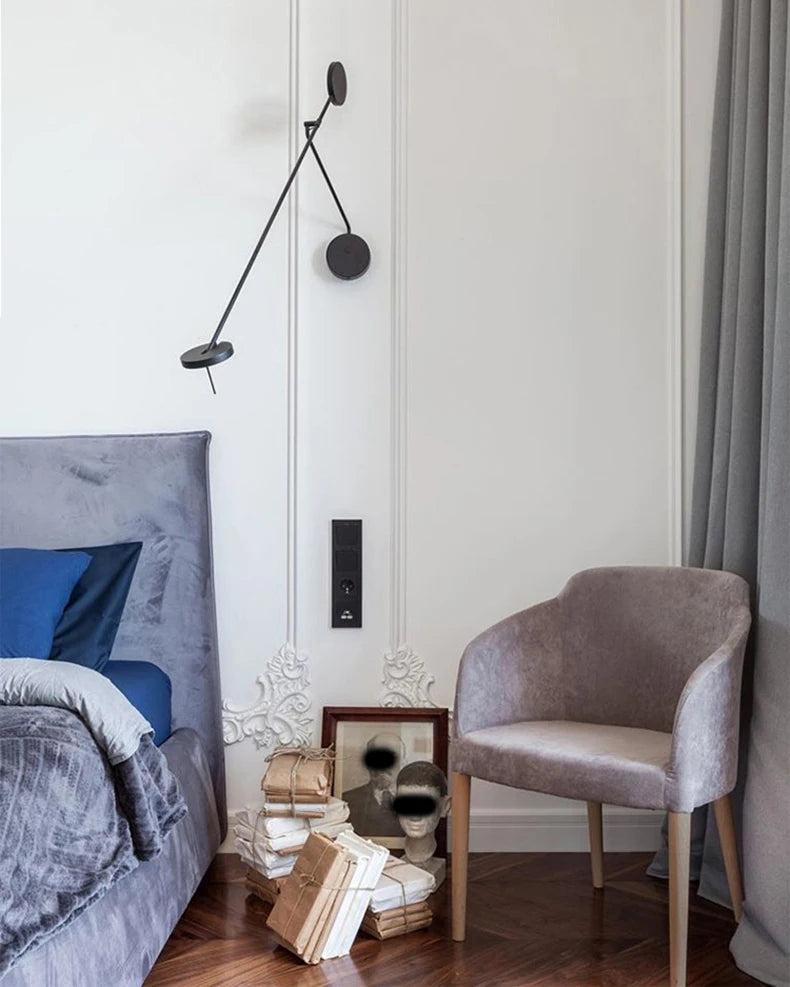 Modern Picture Wall Light Italian Invisible LED Wall Reading Light For Bed Bedroom Living Room Office Black Long Arm Wall Lamp