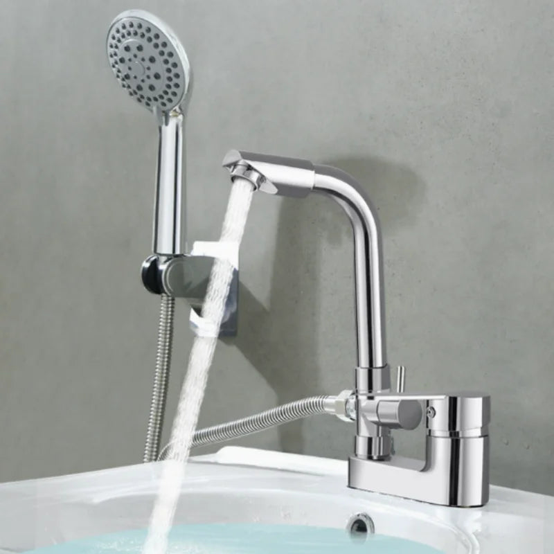 Bathroom Basin Shower Faucet Chrome Hot Cold Water Mixer Valve Single Handle Deck Mounted Bath Mixer Tap
