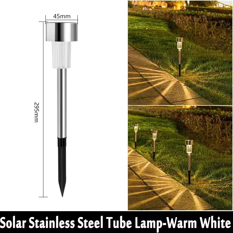 Solar Outdoor Lights New Garden Lamps Powered Waterproof Landscape Path for Yard Backyard Lawn Patio Decorative LED Lighting