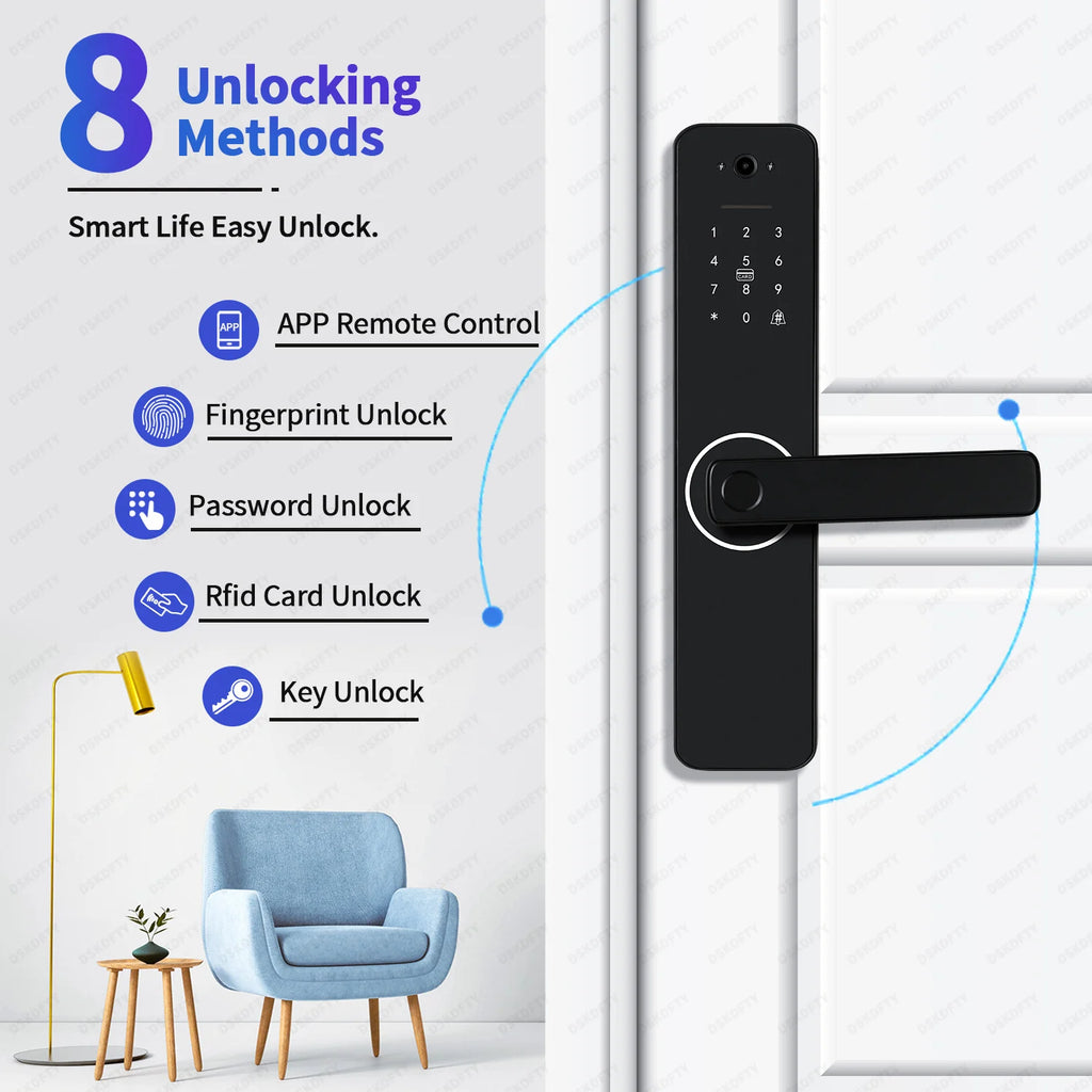 DSKDFTY Tuya wifi Smart Door Lock Digital Electronic Lock Remote APP Fingerprint Password RFID Unlock For Home house