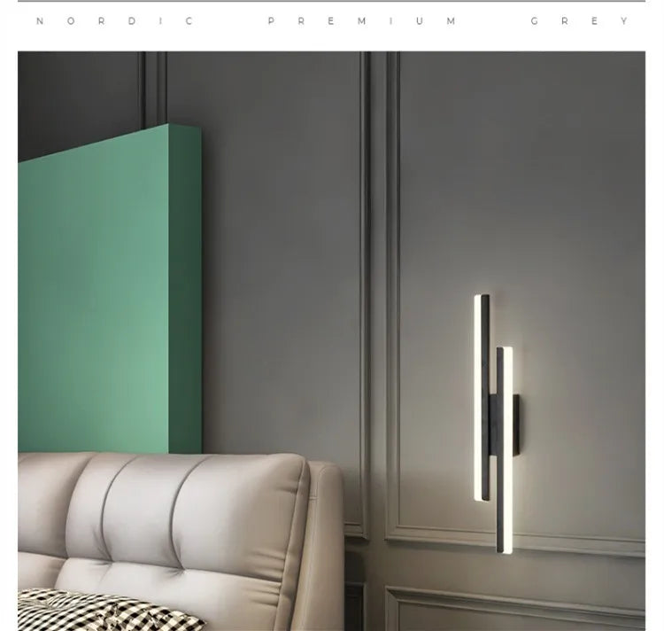 Modern Minimalist LED Wall Lamp Double Vertical Bar Frosted Acrylic Sconce Light for Living Room Sofa Background Bedroom Headboa