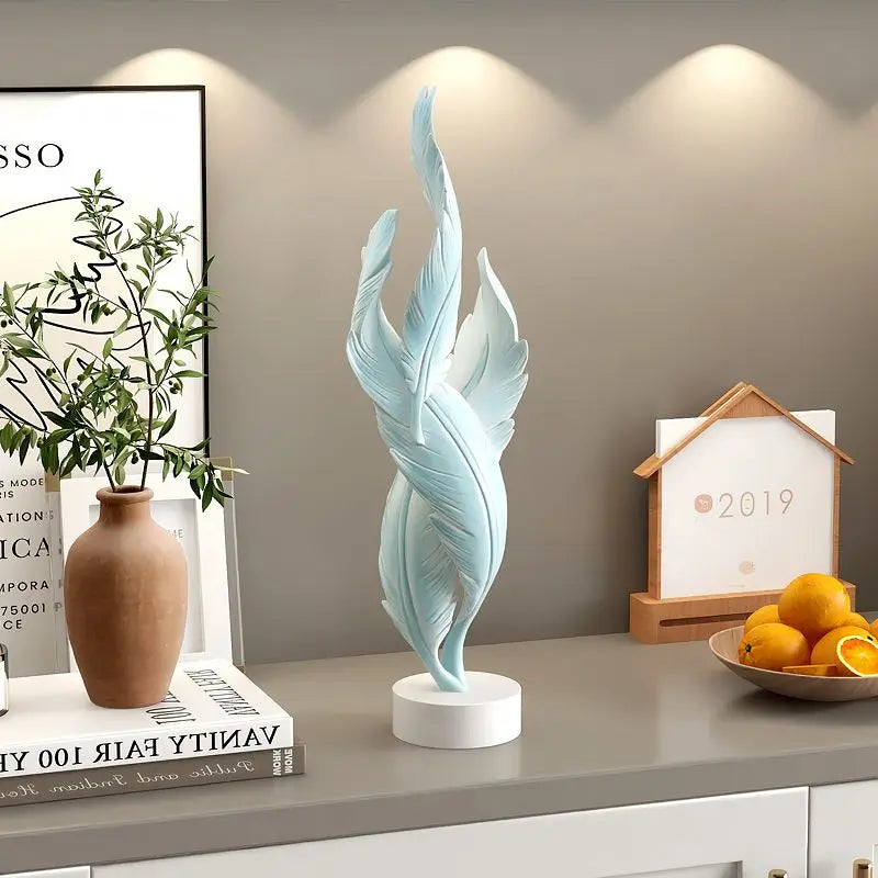 Modern Light Luxury Feather Resin Ornaments Home Living Room Wine Cabinet Figurines Decoration Store Hotel Pub Furnishing Crafts