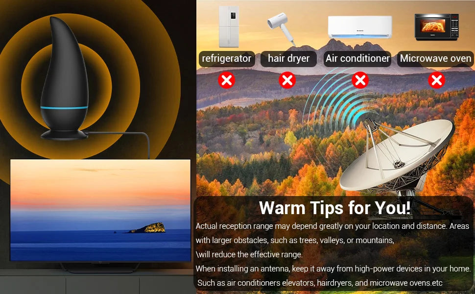 VUELVE Mango Digital Television Antenna 4K 1080P HD TV Antenna UHF VHF Long Range Signal Reception Antenna