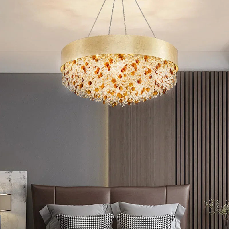 Modern Light Luxury Crystal Living Room Chandeliers for Restaurant Luxury Creative Circular Designer Home Decor Lustre Fixtures