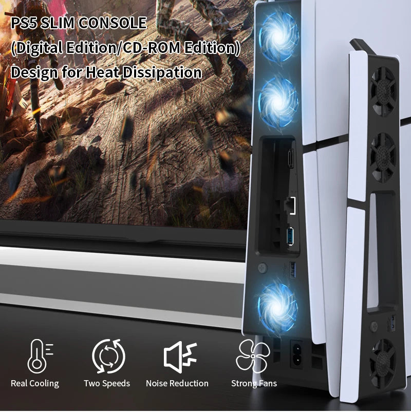 REMANK For PS5 and PS5 Slim Cooling System Cooling Fan For PS5 Slim and PS5 Cooling Fan Disc and Digital Console Cooling System