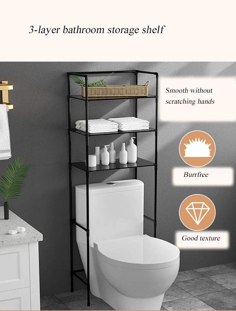 Over The Toilet Storage Rack Multilayer Floor-mounted Bathroom Shelf Large Capacity Toilet Storage Cabinet Space Saver Organizer