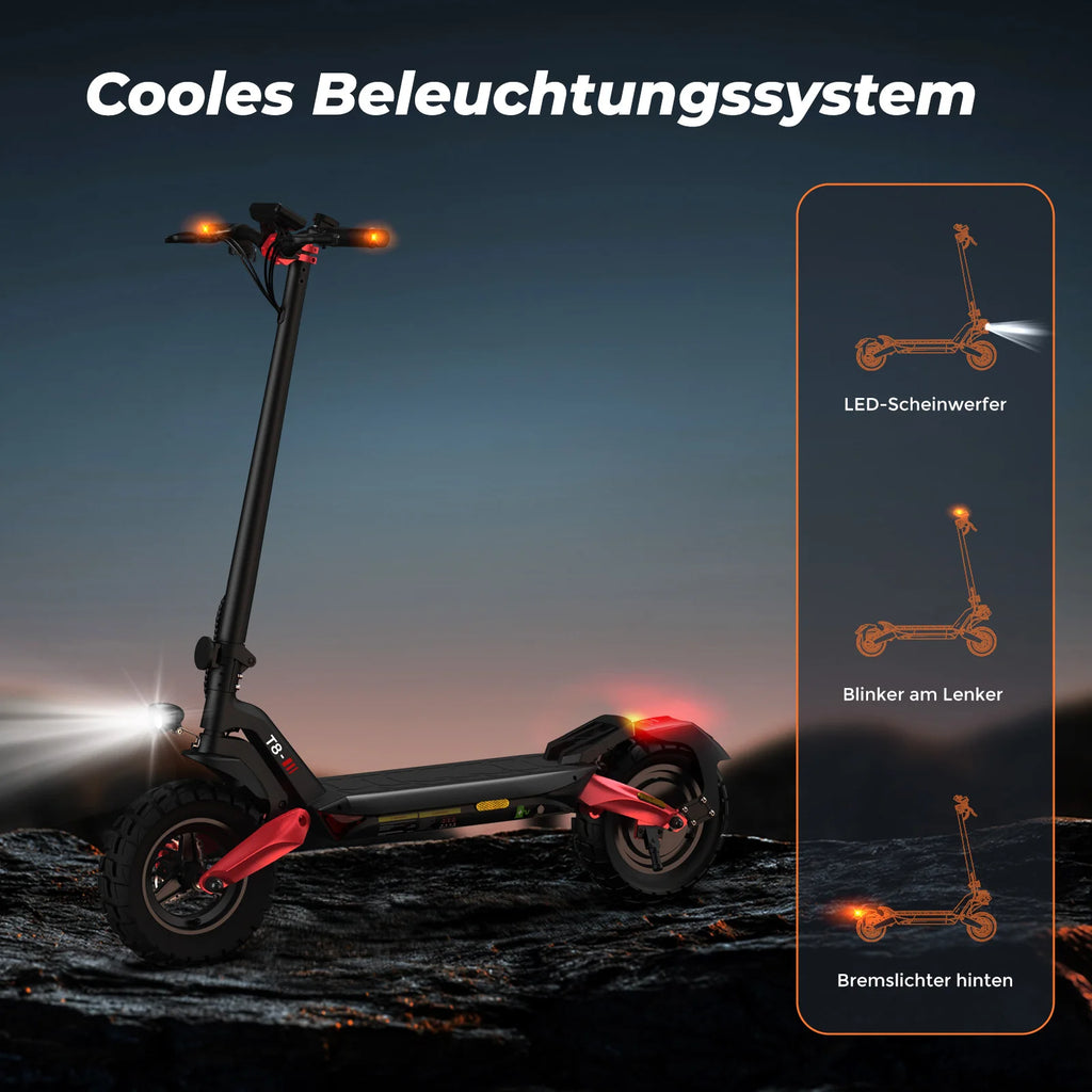 isinwheel T8 （ABE）adult electric scooter 1200W motor 48V15Ah battery electric scooter 10 inch solid tire  electric scooter