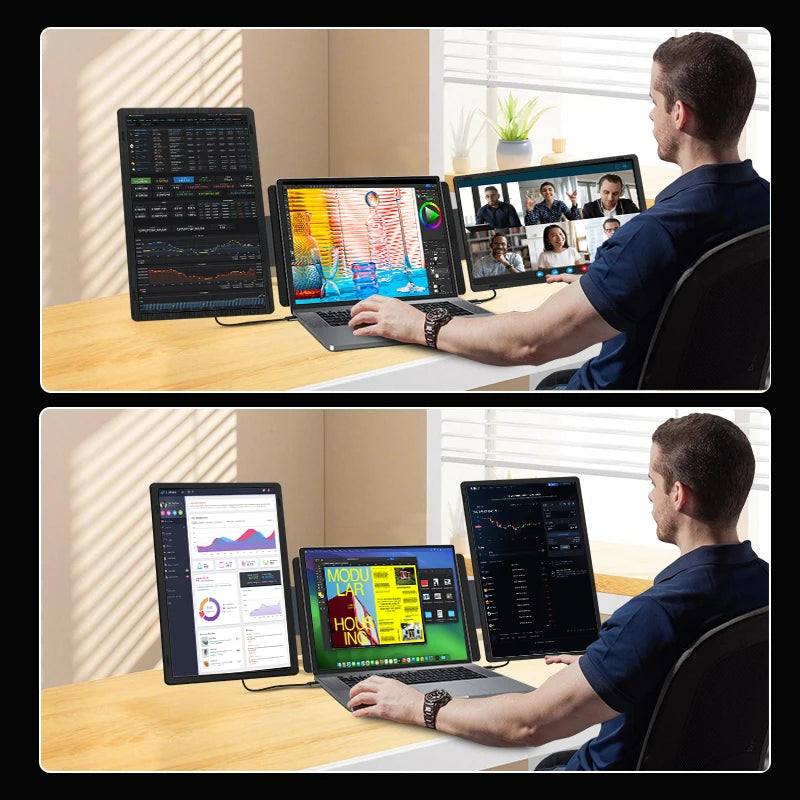 2026 Hot Horizontal and Vertical Detachable Screen Portable Monitor Display Compatible with 12-18.5 Inch  USB 3.1  Laptop