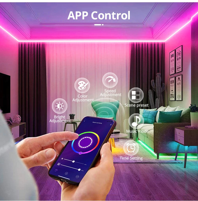 12V Smart Wifi APP Control LED Light RGB Neon Strip Night Light with PIR Motion Sensor Dimmable Silicone Tape Voice Assistant