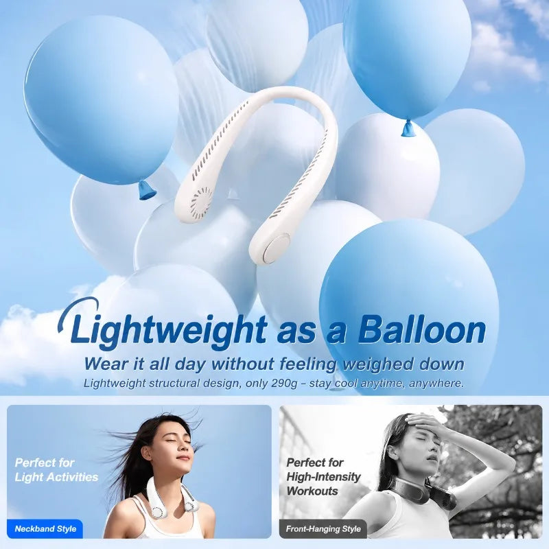 New Bladeless Neck Fan Mini Lightweight Silent Rechargeable Wearable Cooler Portable Personal Air Fan for Outdoor Sports