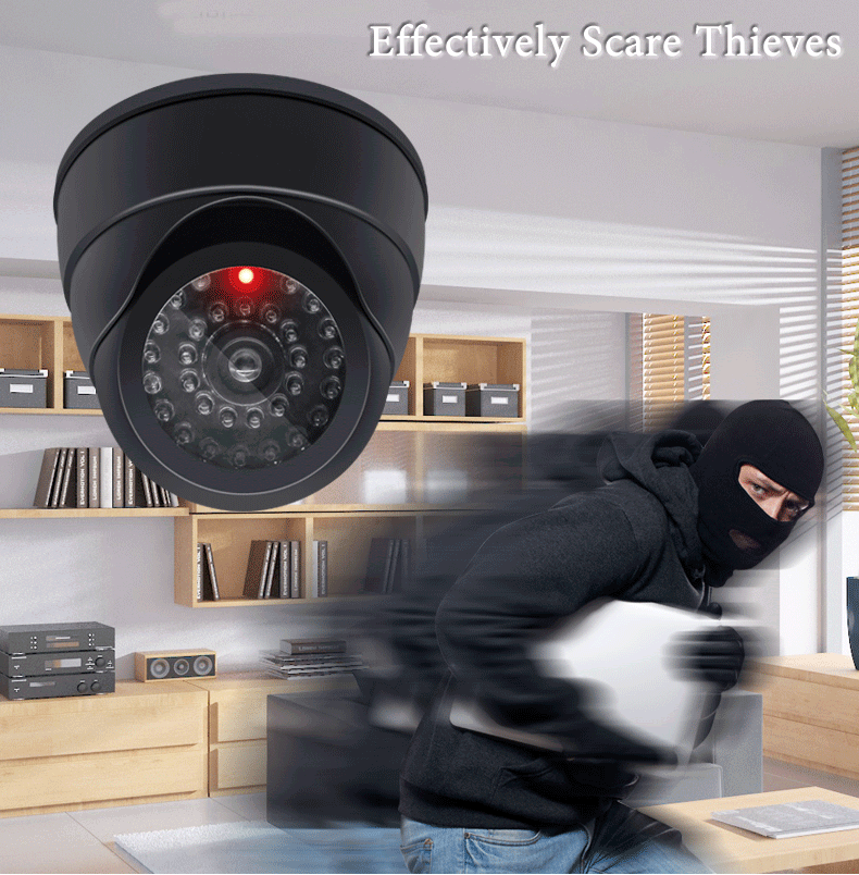New Red Flashing LED Light Black/White Dummy Conch Camera Home Office Surveillance Security System Fake CCTV Security Camera