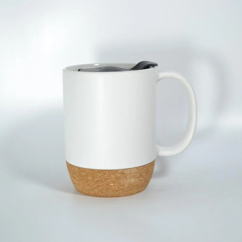 Modern Coffee Mug Leak-proof Coffee Mug 350ml Matte Black Coffee Mug with Grip Handle Cork Bottom Detachable Dustproof Lid