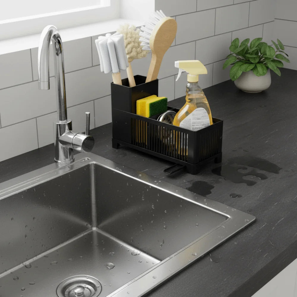 Well-ventilated Kitchen Sink Organizer Plastic Space-saving Sink Sponge Storage Basket Sponge Holder Kitchen Drain Rack