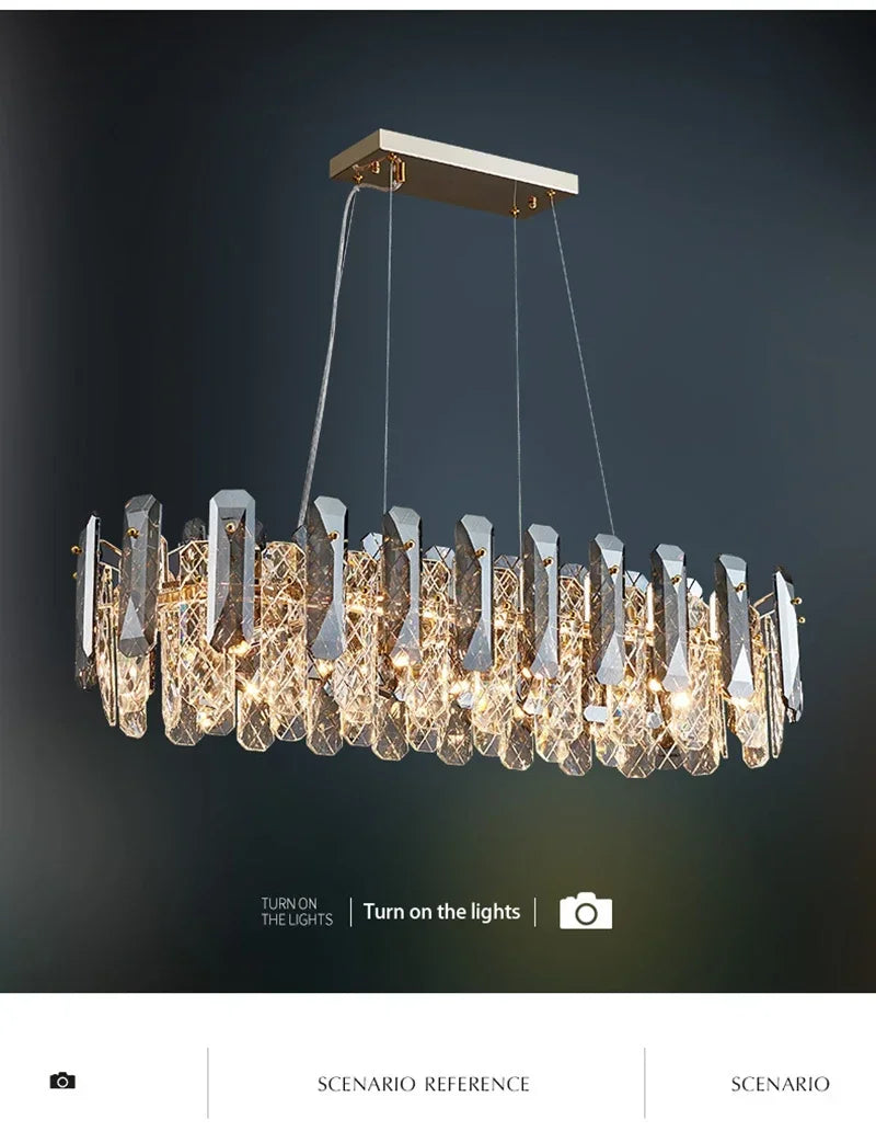 Postmodern Light Luxury LED Crystal Chandelier Atmosphere Dining Room High-end Home Bedroom Kitchen Living Room Pendant Lights