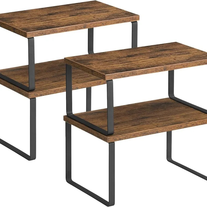 Space-Saving Countertop Organizer Kitchen Office Closet Stackable Closet Organizer Extendable Storage Rack Spice Rack  Set of 2