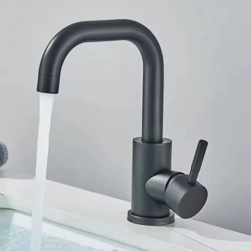 304 Stainless Bathroom Basin Faucet Steel Hot Cold Wash Mixer Crane Tap 360 Rotation Sink Faucets Single Lever Tap For Bathroom