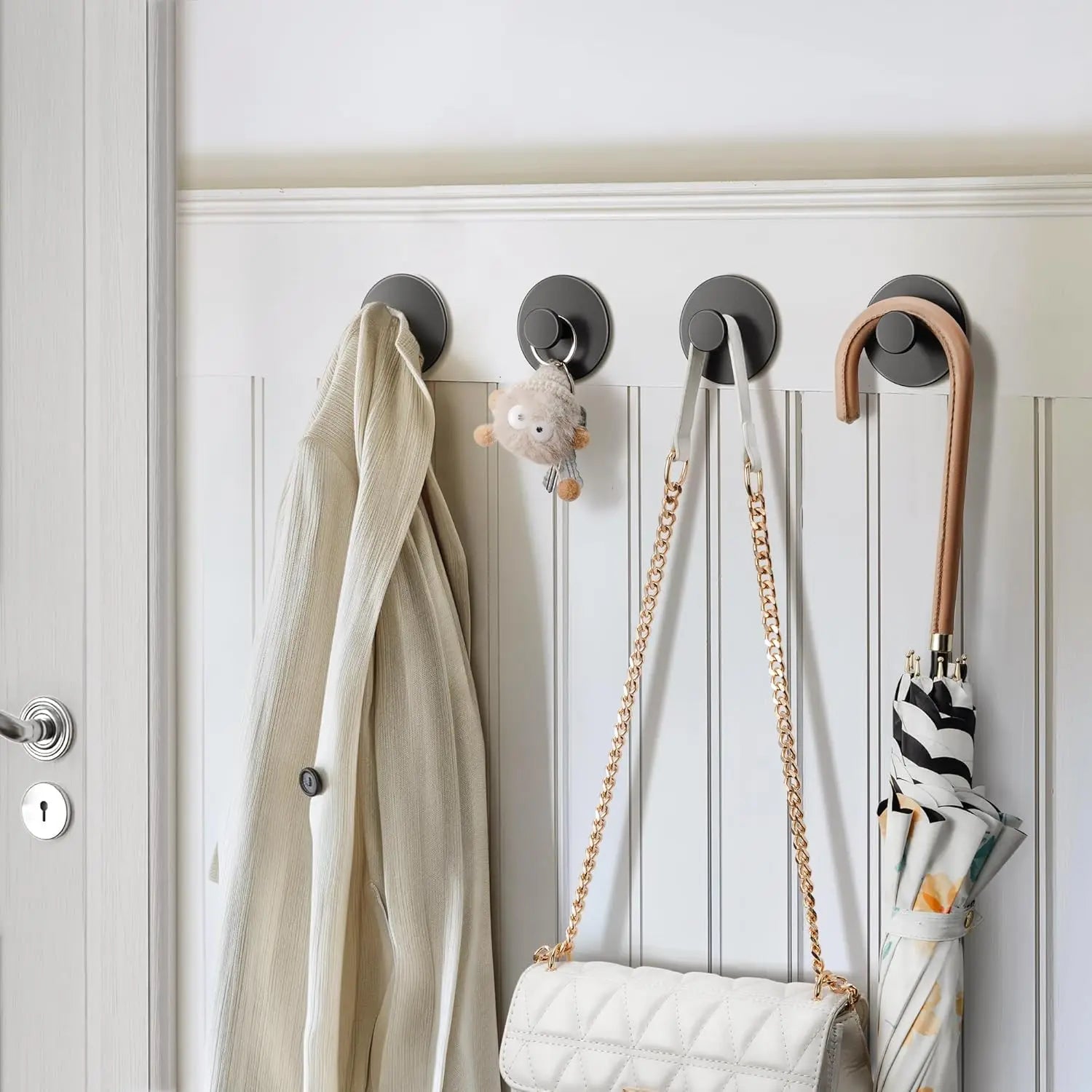 Towel Hooks Extra Sticky Stainless Wall Coat Racks Rustproof Hook Holder Wall Mount Punch-free Hanger for Kitchen Bathroom Home