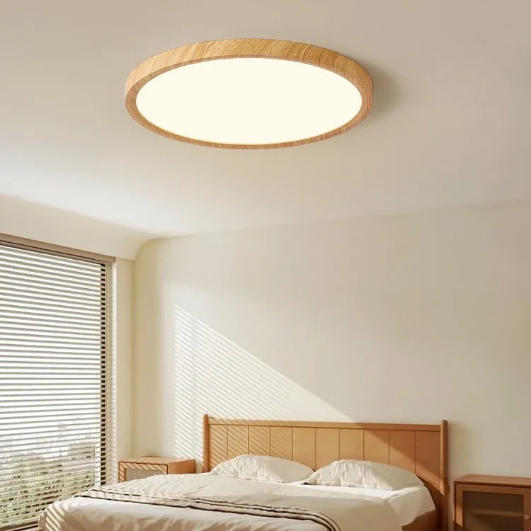 Modern Wood Grain LED Ceiling Light Ultra-Thin Walnut Wood Ceiling Lamp Bedroom Bathroom Living Room Kitchen Home Decor Lighting