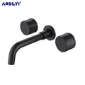 Black Bathroom Faucet Brass Double Lever Wall Mounted Sink Faucets Hot Cold Water Polished Taps Basin Mixer Brushed Gold Tap Set